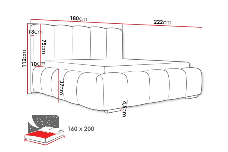 Gioia Förvaringssäng 160x200 cm - Rosa - Products - Möbler - Säng - Säng med förvaring