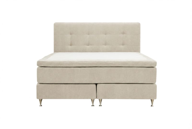 Hilton Premium Komplett Sängpaket 160x200 cm Kontinentalsäng med Sänggavel, Beige Tyg