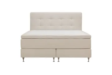 HVILA Premium Komplett Sängpaket 160x200 cm Kontinentalsäng med Sänggavel, Ljusbeige Bouclé