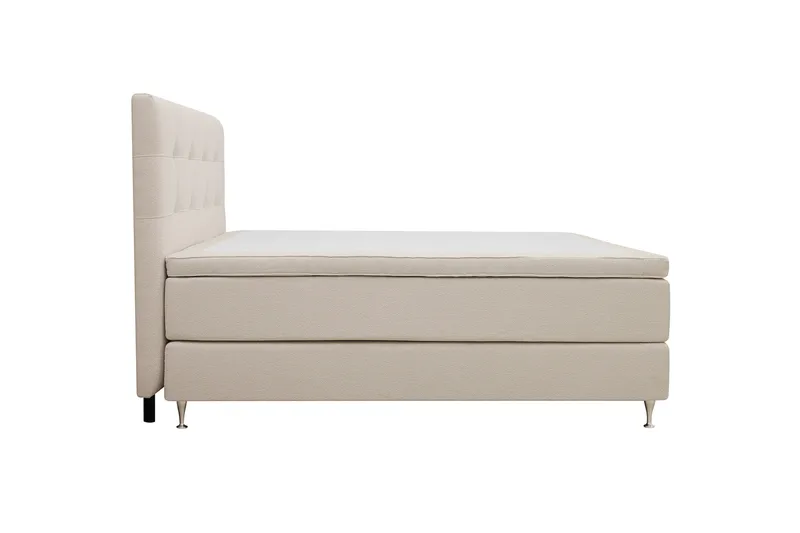 HVILA Premium Komplett Sängpaket 160x200 cm Kontinentalsäng med Sänggavel - Ljusbeige Bouclé - Products - Möbler - Säng - Kontinentalsäng