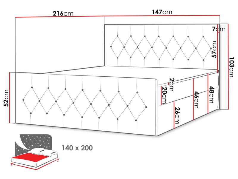 Jitendra Sängpaket Kontinentalsäng 140x200 cm med Förvaring - Grå - Products - Möbler - Säng - Komplett sängpaket