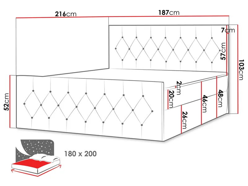 Jitendra Sängpaket Kontinentalsäng 180x200 cm med Förvaring - Blå - Products - Möbler - Säng - Komplett sängpaket