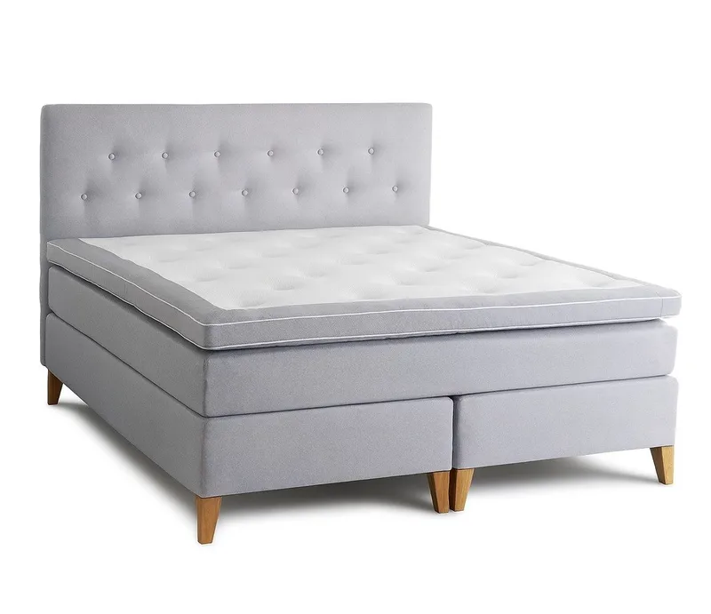 Kontinentalsäng Aspen Lyxpaket med Sänggavel 180x200 cm - Ljusgrå - Products - Möbler - Säng - Komplett sängpaket