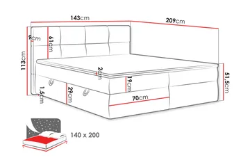 Leckersbo Komplett Sängpaket Kontinentalsäng med förvaring 140x200 cm - Beige - Products - Möbler - Säng - Komplett sängpaket