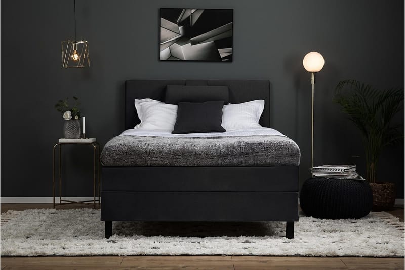 Lucky Komplett Sängpaket 120x200 Latex Slät Sänggavel  Na - Nackkudde Liten Svart/Grå - Products - Möbler - Säng - Enkelsäng