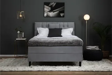 Lucky Komplett Sängpaket 140x200 Polyeter Diamant Sänggavel - Gr å - Products - Möbler - Säng - Kontinentalsäng