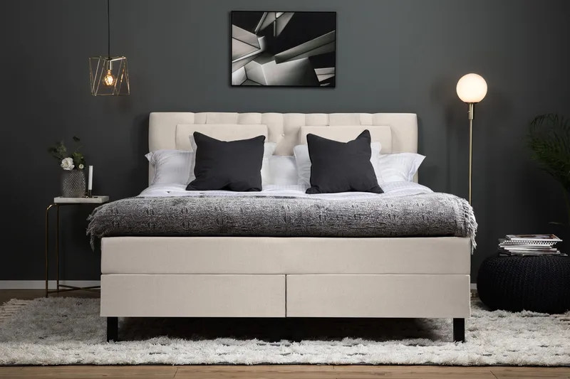 Lucky Komplett Sängpaket 160x200 Latex Diamant Sänggavel - Nackkudde Stor Beige - Products - Möbler - Säng - Kontinentalsäng