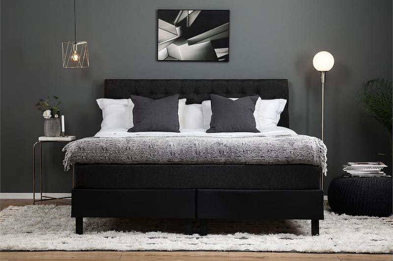 Lucky Kontinentalsäng 160x200Latexmadrass cm - Svart/Grå - Products - Möbler - Säng - Kontinentalsäng