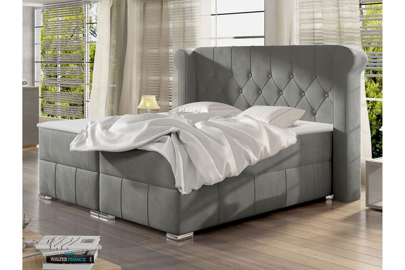 Lyckorna Kontinentalsäng 200x200 cm - Grå - Products - Möbler - Säng - Säng med förvaring