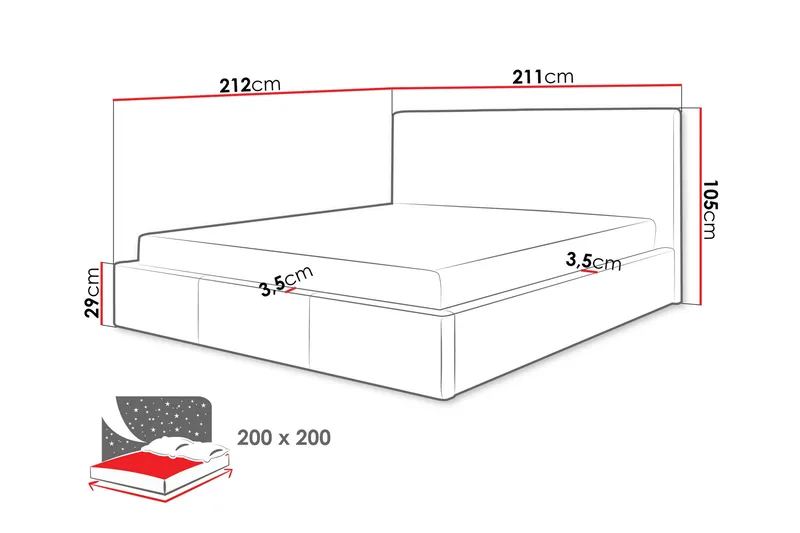 Nieres Sängram 200x200 cm - Blå - Products - Möbler - Säng - Sängram & sängstomme