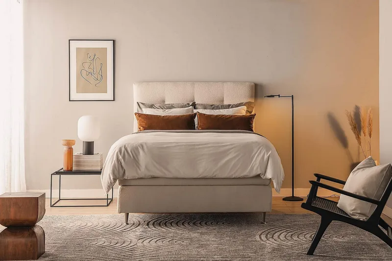 Oslo Lyx Kontinentalsäng Boucle 140x200 - Ljusbeige - Products - Möbler - Säng - Kontinentalsäng