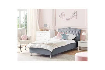 Säng med förvaring Metz - Grå, Silver/Sammet, 90x200 cm - Products - Möbler - Säng - Säng med förvaring