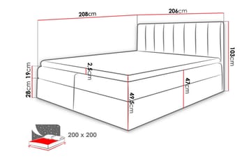 Vasil Kontinentalsäng 200x200 - Grå - Products - Möbler - Säng - Säng med förvaring