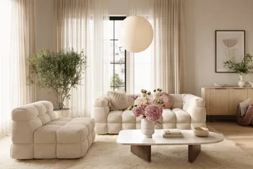 Elise 3-sits Bubblig Soffa - Beige Teddy - Products - Möbler - Soffa - 3 sits soffa