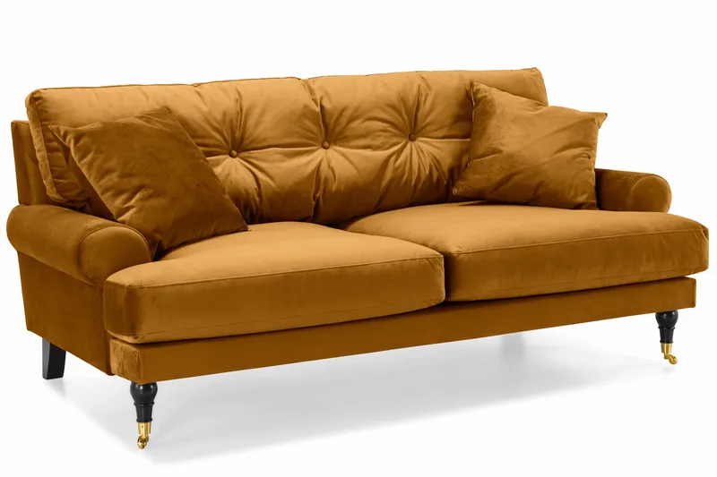 Andrew 2-sits Sammetssoffa - Mörkgul - Products - Möbler - Soffa - 2 sits soffa