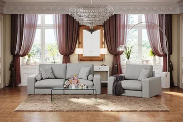 Arken Lyx 3-sits Djup Soffa i Tyg - Ljusgrå - Products - Möbler - Soffa - 3 sits soffa