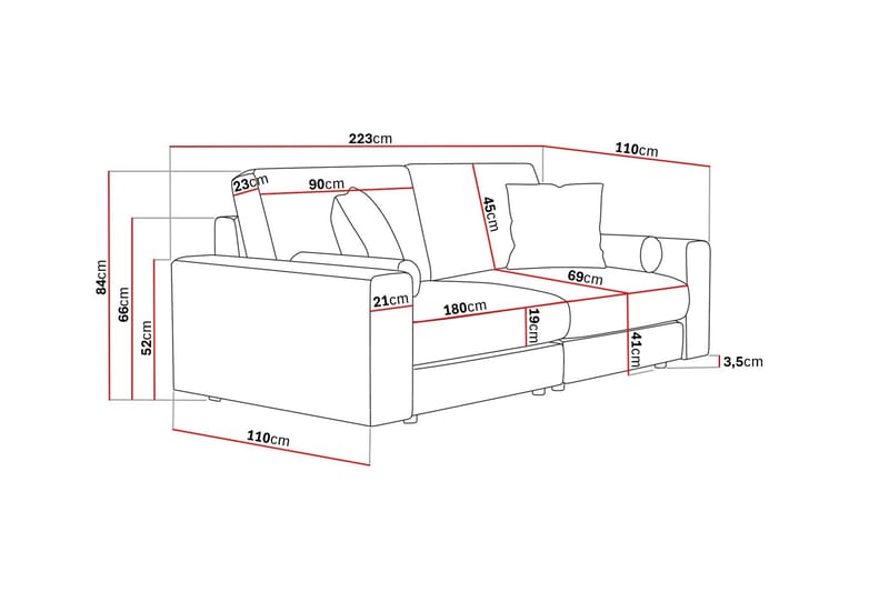 Arken Lyx 3-sits Djup Soffa i Tyg - Ljusgrå - Products - Möbler - Soffa - 3 sits soffa