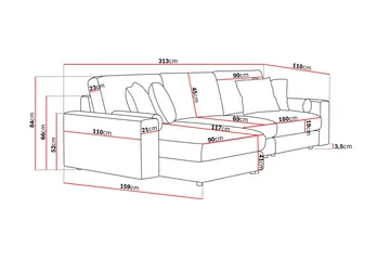 Arken Lyx 5-sits Vändbar L-formad Djup Divansoffa i Sammet - Svart - Products - Möbler - Soffa - Sammetssoffa