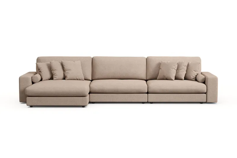 Arken Lyx 6-sits Vändbar L-formad Djup Divansoffa i Tyg, Beige