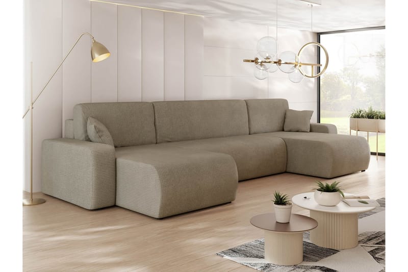 Barile Bäddsoffa Dubbeldivan 4-sits i Plysch - Brun - Products - Möbler - Soffa - Bäddsoffa - U bäddsoffa
