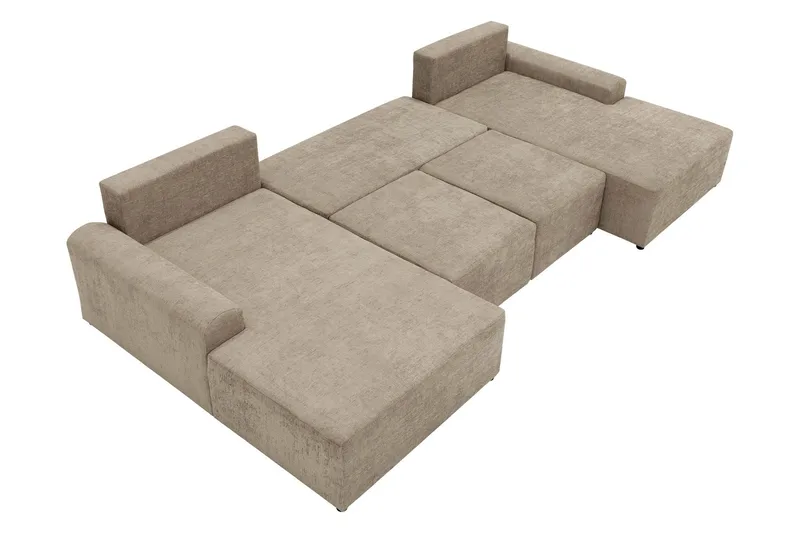 Bella Bäddsoffa Dubbeldivan 4-sits i Plysch - Grå - Products - Möbler - Soffa - Bäddsoffa - U bäddsoffa