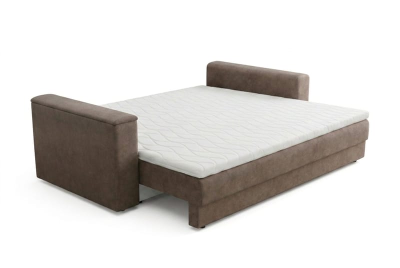 Bergen Extra djup 3-sits Bäddsoffa med Bäddmadrass i Memoryskum och Tvättbar klädsel - Brun Tyg - Products - Möbler - Soffa - Bäddsoffa - 3 sits bäddsoffa