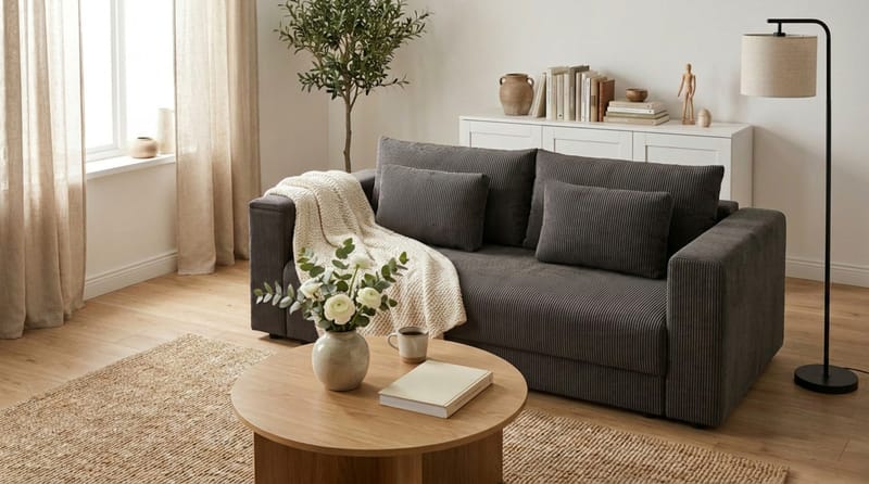 Bergen Extra djup 3-sits Bäddsoffa med Bäddmadrass i Polyesterskum Vändbar Sommar- & Vintersida och Tvättbar klädsel - Brun Manchester - Products - Möbler - Soffa - Bäddsoffa - 3 sits bäddsoffa