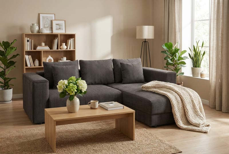 Bergen Extra djup 3-sits Bäddsoffa med Divan och Bäddmadrass i Latex och Tvättbar klädsel - Brun Manchester - Products - Möbler - Soffa - Bäddsoffa - Bäddsoffa divan
