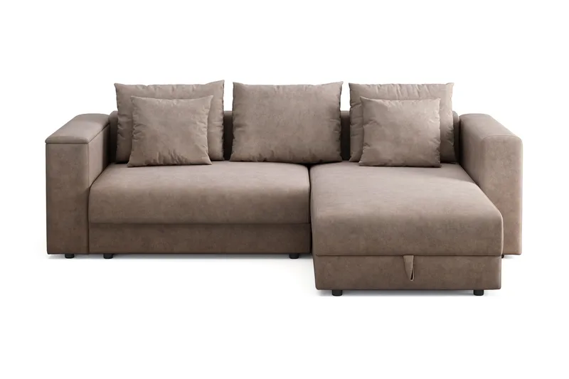 Bergen Extra djup 3-sits Bäddsoffa med Divan och Bäddmadrass i Polyesterskum Vändbar Sommar- & Vintersida och Tvättbar klädsel, Beige Tyg