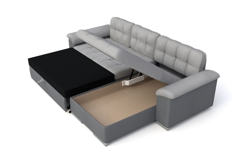 Camior Bäddsoffa m. Divan Förvaring 3-sits 227x129 - Grå - Products - Möbler - Soffa - Bäddsoffa - Bäddsoffa divan