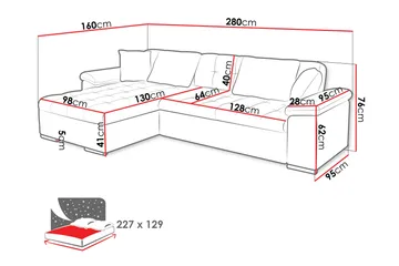 Camior Bäddsoffa med Divan 3-sits - Svart - Products - Möbler - Soffa - Bäddsoffa - Bäddsoffa divan
