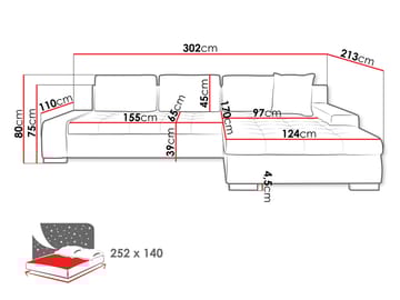 Cerys Bäddsoffa med Divan 4-sits - Orange - Products - Möbler - Soffa - Bäddsoffa - Bäddsoffa divan