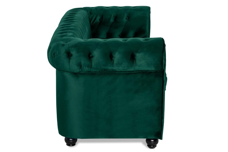 Chesterfield Lyx 3-sits Framåtbäddad Bäddsoffa med HVILA Bäddmadrass 140x200 cm Memoryskum med Tvättbar klädsel - Grön/Vit - Products - Möbler - Soffa - Bäddsoffa - 3 sits bäddsoffa