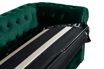 Chesterfield Lyx 3-sits Framåtbäddad Bäddsoffa med HVILA Bäddmadrass 140x200 cm Memoryskum med Tvättbar klädsel - Grön/Vit - Products - Möbler - Soffa - Bäddsoffa - 3 sits bäddsoffa