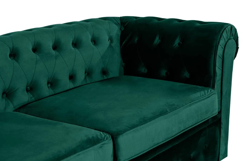 Chesterfield Lyx 3-sits Framåtbäddad Bäddsoffa med HVILA Bäddmadrass 140x200 cm Polyesterskum Vändbar Sommar & Vintersida och Tvättbar klädsel - Grön/Vit - Products - Möbler - Soffa - Bäddsoffa - 3 sits bäddsoffa