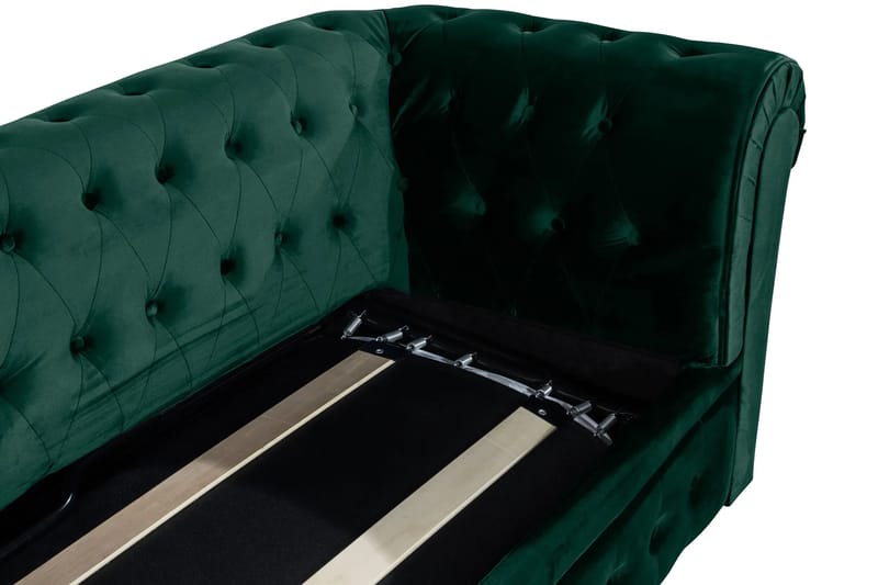Chesterfield Lyx 3-sits Framåtbäddad Bäddsoffa med HVILA Bäddmadrass 140x200 cm Polyesterskum Vändbar Sommar & Vintersida och Tvättbar klädsel - Grön/Vit - Products - Möbler - Soffa - Bäddsoffa - 3 sits bäddsoffa