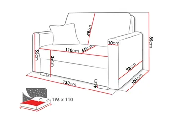 Denegal 2-sits liten bäddsoffa i Sammet - Grå - Products - Möbler - Soffa - Bäddsoffa - 2 sits bäddsoffa