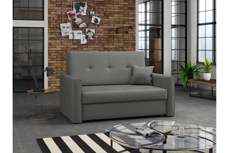 Denegal 2-sits liten bäddsoffa i Plysch - Grå - Products - Möbler - Soffa - Bäddsoffa - 2 sits bäddsoffa