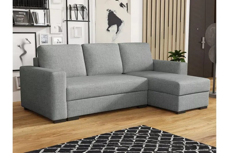 Denegal 3-sits Hörnbäddsoffa - Grå - Products - Möbler - Soffa - Bäddsoffa - Hörnbäddsoffa