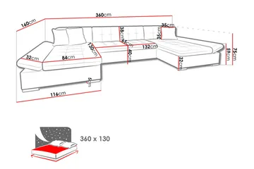 Dewitt Hörnsoffa - Mörkblå - Products - Möbler - Soffa - Bäddsoffa - U bäddsoffa