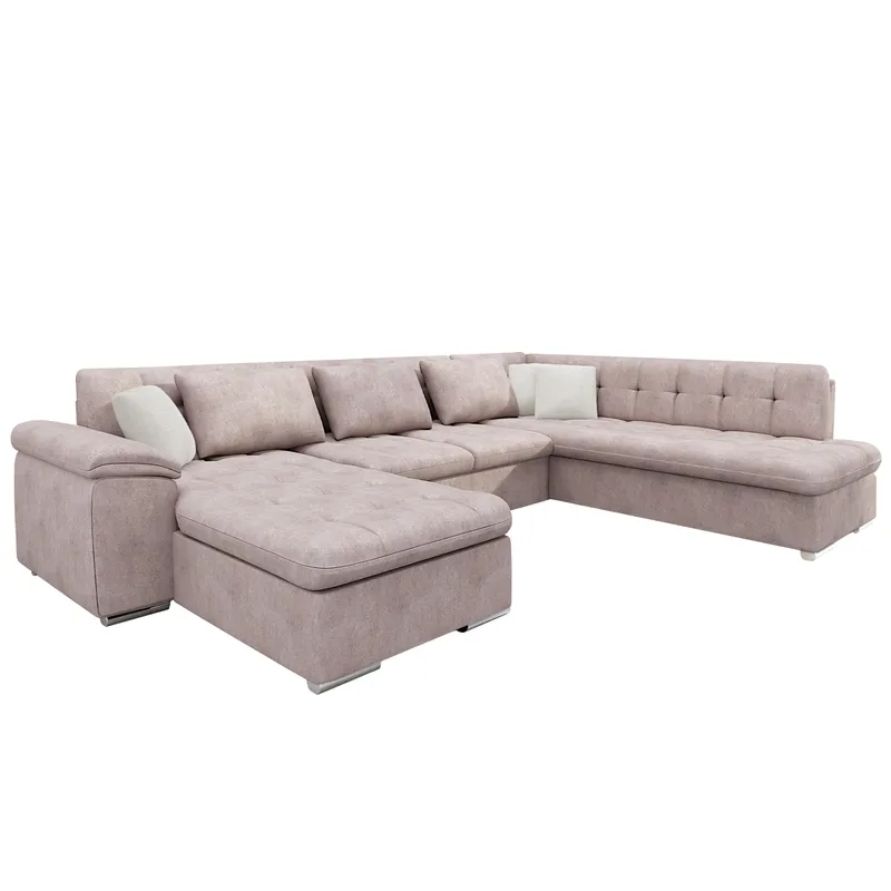 Dynir Bäddsoffa med Divan och Schäslong 5-sits, Rosa