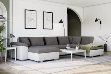 Dynir Hörnbäddsoffa Divan med Förvaring Vänster - Ljusgrå/Vit - Products - Möbler - Soffa - Bäddsoffa - Bäddsoffa längsbäddad