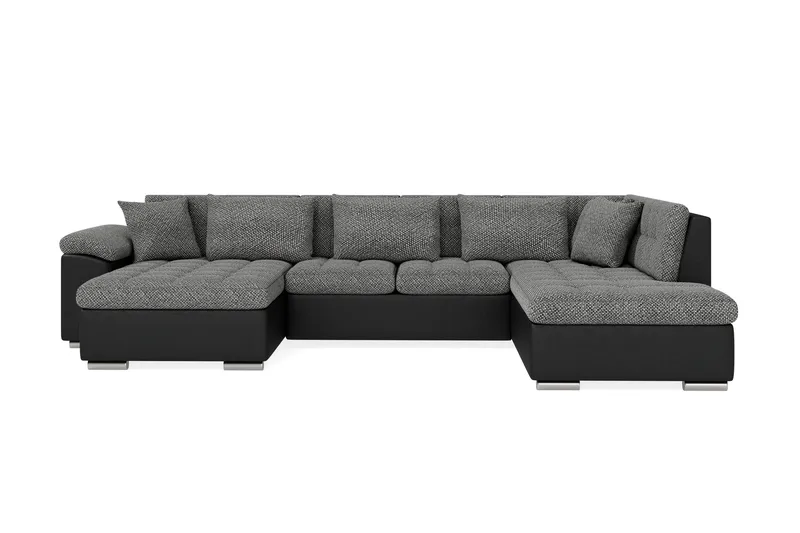 Dynir Stor Hörnbäddsoffa Divan med Förvaring Vänster, Grå / Svart