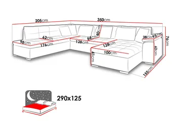 Dynir Stor Hörnbäddsoffa Divan med Förvaring Vänster - Grå / Svart - Products - Möbler - Soffa - Bäddsoffa - Bäddsoffa längsbäddad
