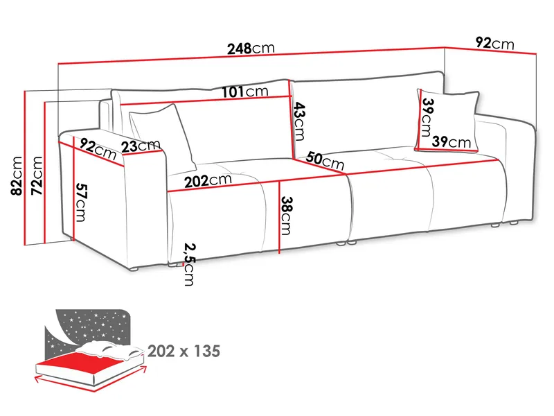 Flo Bäddsoffa 3-sits - Vit - Products - Möbler - Soffa - Bäddsoffa - 3 sits bäddsoffa