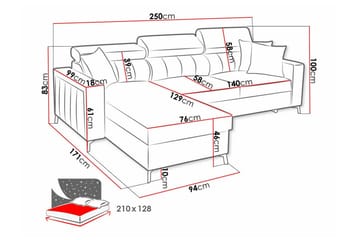 Galbally 3-sits Hörnbäddsoffa beige - Products - Möbler - Soffa - Bäddsoffa - Bäddsoffa divan