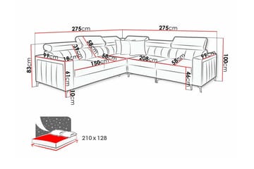 Galbally 4-sits Hörnbäddsoffa Dark blue - Products - Möbler - Soffa - Bäddsoffa - Hörnbäddsoffa