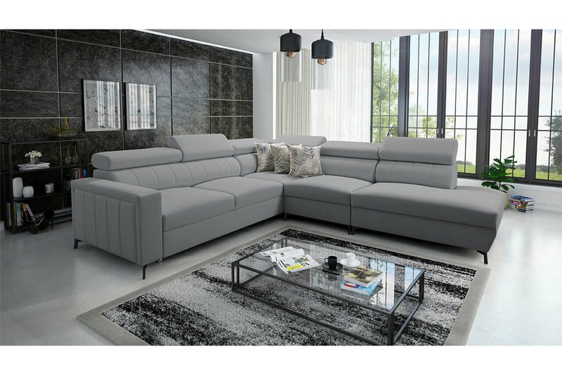 Galbally 4-sits Hörnbäddsoffa Ljusgrå - Products - Möbler - Soffa - Bäddsoffa - Bäddsoffa längsbäddad