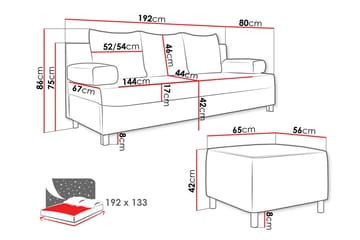 Kintore 2-sits Bäddsoffa Ljusgrå - Products - Möbler - Soffa - Bäddsoffa - Bäddsoffa längsbäddad