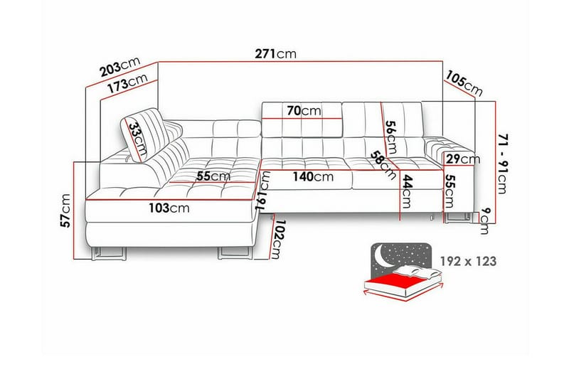 Kintore 3-sits Hörnbäddsoffa Dark green - Products - Möbler - Soffa - Bäddsoffa - Bäddsoffa längsbäddad